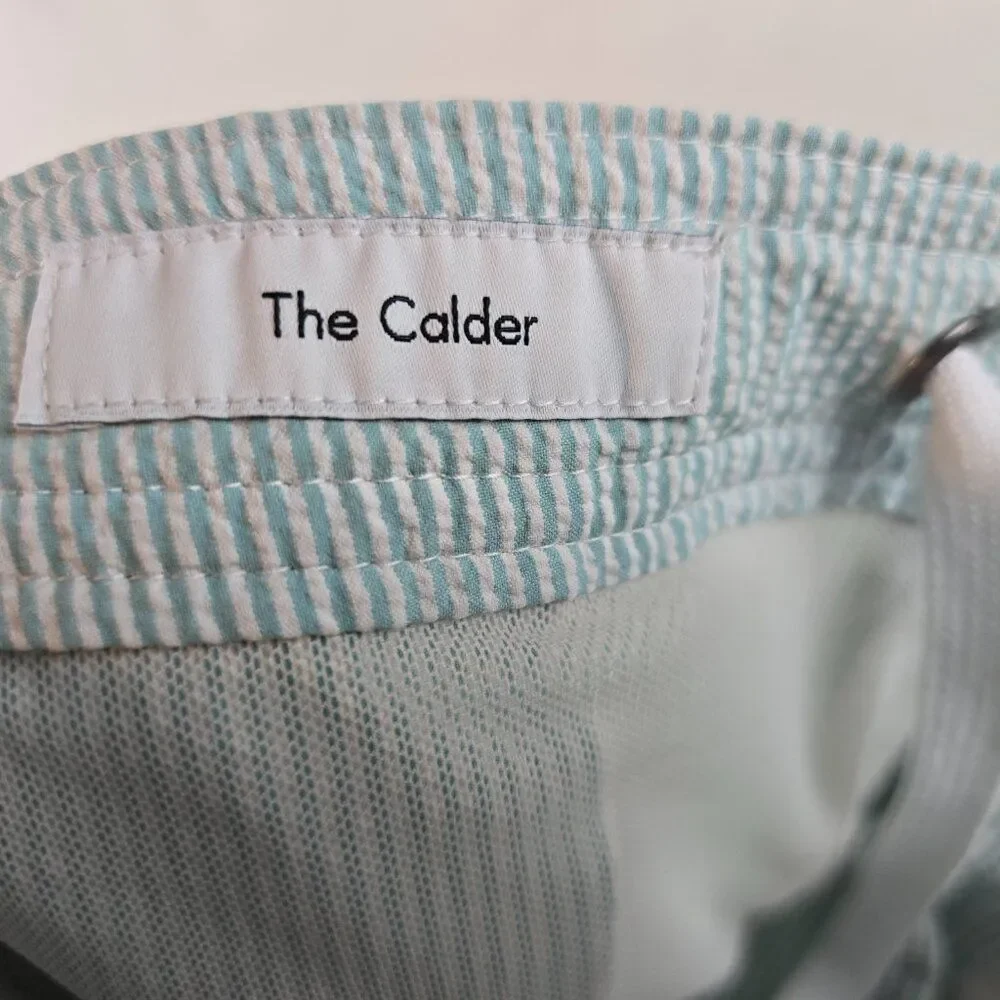 Onia Swim Trunks Mens XL Blue White The Calder Seersucker Quick Dry Short Hybrid - Picture 7 of 9